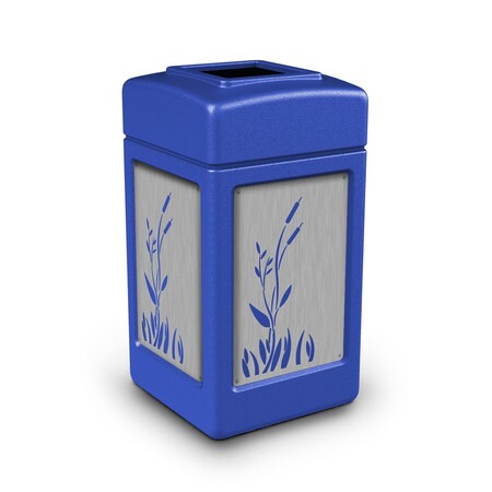 Commercial Zone Products 42-gallon w/ CATTAILS Panels, Open-Top, Blue 733964K