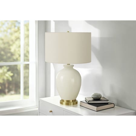 Monarch Specialties Lighting, 26 in.H, Table Lamp, Ivory / Cream Shade, Cream Ceramic, Transitional I 9625
