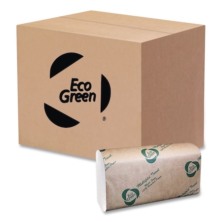 Eco Green Multi-Fold Recycled Paper Towels, 1-Ply, 9.25 x 9.5, Natural White, 250 Towels, 16PK EN416