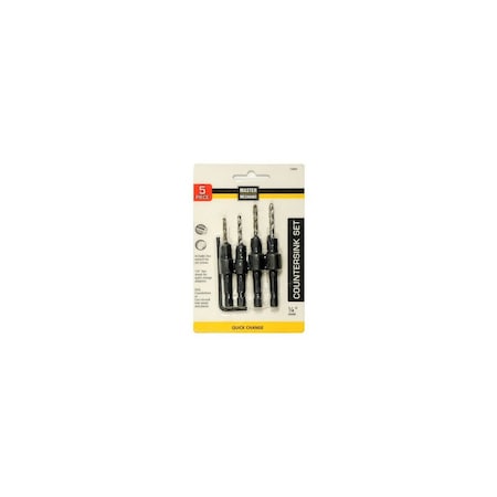 Master Mechanic Countersink Drill Set, Quick-Change, 4 Countersinks, 1/4-In. Hex Shank 158860