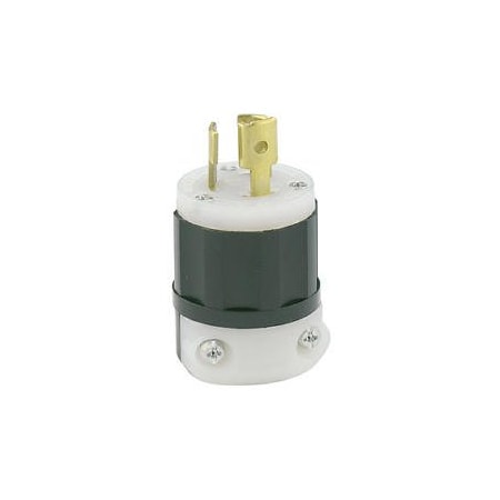 Leviton Locking Plug, L5-15P, 15 A, 125V AC, Single Phase, 2 Pole, Screw Terminals, Black, White 4720-PLC