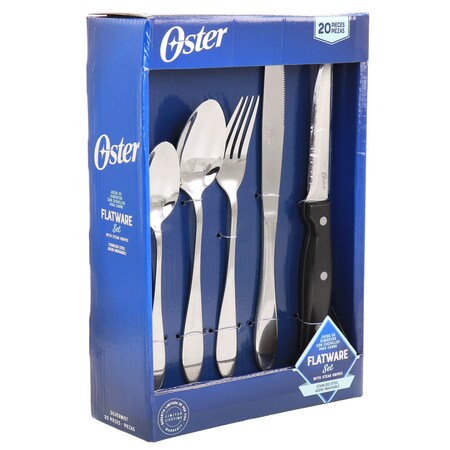 Oster Silvermist 20 Piece Stainless Steel Flatware Set with Steak Knives 82963.2