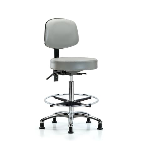 Blue Ridge Ergonomics Ben Stool, Hi, Vin, Bk, Chrome, CF, Glides, Dov BR-VHBST-CR-T0-CF-RG-8567
