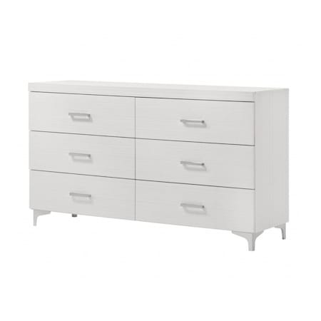 Homeroots 58" White Solid and Manufactured Wood Six Drawer Double Dresser 486523