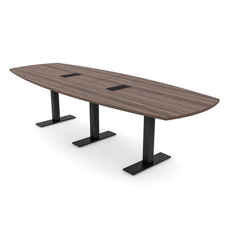 Skutchi Designs Arc Boat Conference Table With Power, 48 in W, 144 in L HAR-ABOT-48X144-T.BK-H3041-EBLK