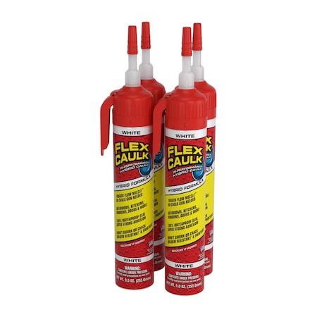 Flex Seal Flex Caulk White Net wt. 9 oz Pressurized Can, 4PK CFSWHTR675
