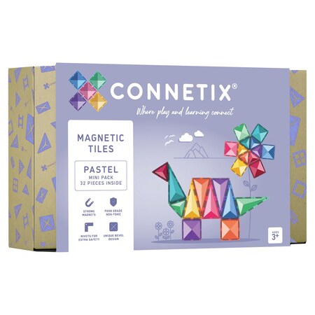 Connetix Magnetic Tiles Pastel Mini Pack, 32-Piece Set CT-P-00032-MI