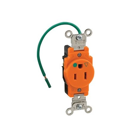 Leviton Hospital Grade Single Receptacle, 15 Amp, 125 Volt 8210-IG