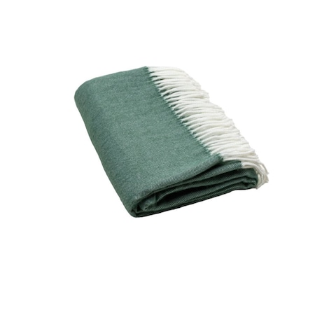 Homeroots 50" X 60" Olive Green And White Woven Herringbone Plush Throw Blanket with Tassels 475726