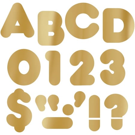 Trend Enterprises Gold Metallic 4" Casual Uppercase Ready Letters®, 71 Per Pack, PK3 T479
