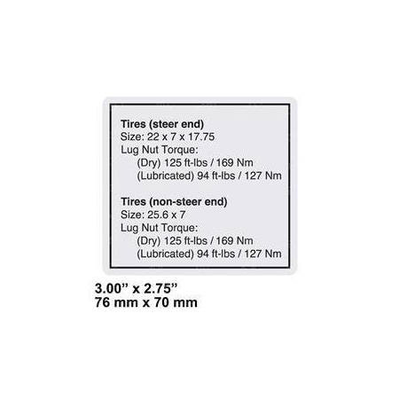 Genie REPLACEMENT DECAL, TIRE SPECS 114131