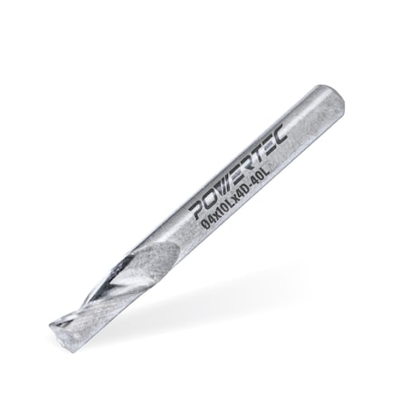 Powertec Single Flute End Mill 5/32in Spiral Router Bit, 5/32in Shank, 25/64in Cutting Length & 1-37/64in Long 73041N