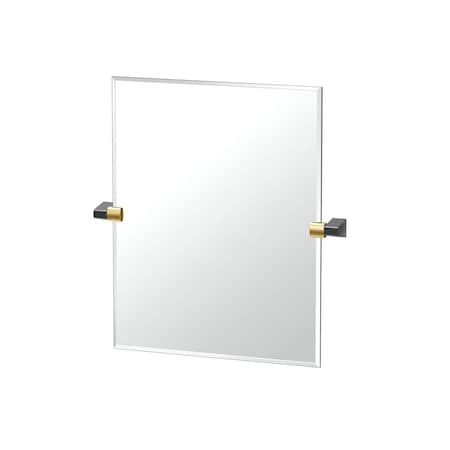 Gatco A-Line 24" Frameless Rectangle Mirror, Brass/Matte Black 5679SM