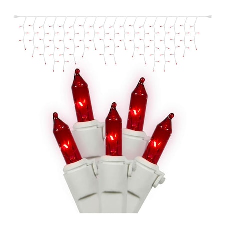 Vickerman 100 Light Red Mini Icicle Light on Wht Wire  9 ft. Christmas Light Strand End Connecting Set, 24PK W6W4323