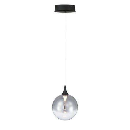Euf Iissa, Pendant, 6", Matte Black, Smoked Glass 50250-028