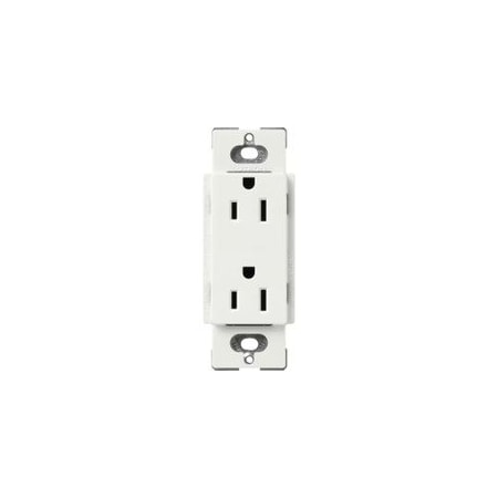 Lutron 15A Satin Colors Duplex Receptacle, Radiant White SCR-15-RW