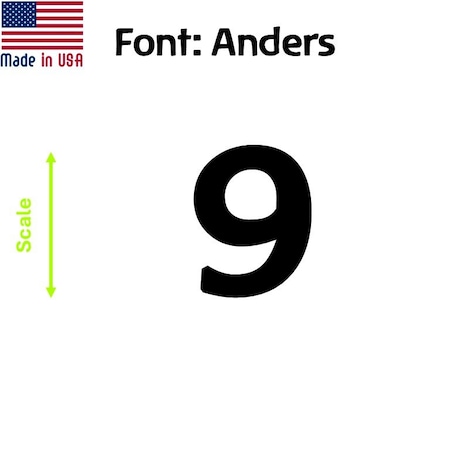 Aacc Self-Adhesive Vinyl Number: 9, Size: 1 in. Color: Black Font: Anders, 1 sticker AACC-Anders-N9-Black-I1x1