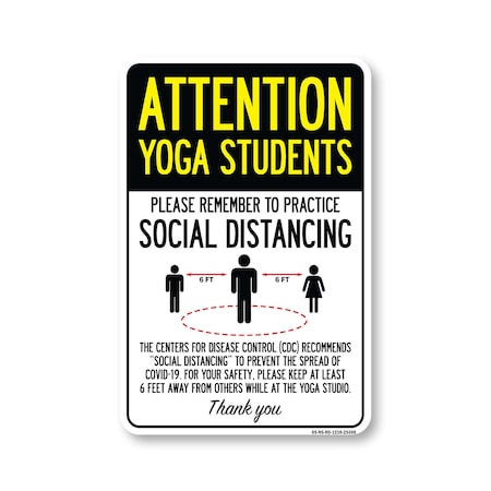 Signmission PSA Yoga Students Practice Social Distancing 18in X 12in Peel And Stick Wall Graphic, RD-1218-25360 OS-NS-RD-1218-25360