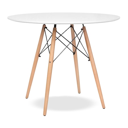 Homeroots 36" White And Natural Solid Wood Dining Table 520871