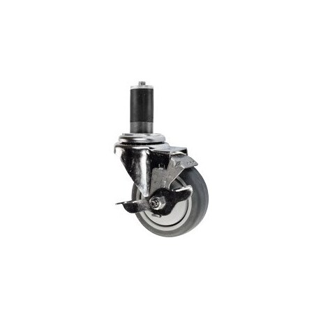 Service Caster 3.5'' SS Thermoplastic Rubber Swivel 7/8'' Expanding Stem Caster with Brake SCC-SSEX20S3514-TPRB-TLB-78