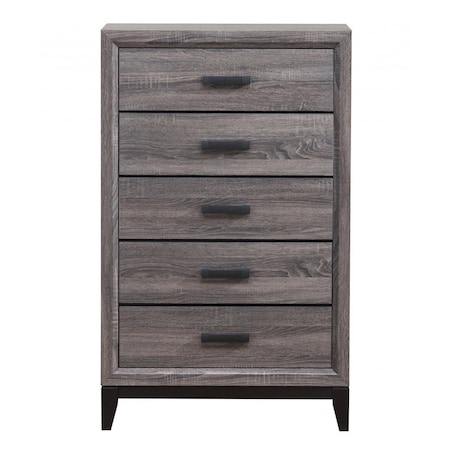 Homeroots 31" Grey Solid Wood Five Drawer Chest 478637