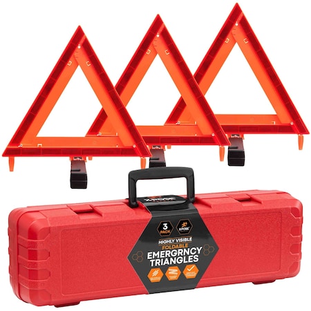 Xpose Safety 4-Piece Emergency Roadside Kit Reflective Triangles w/Storage Case, 3PK WTR-3