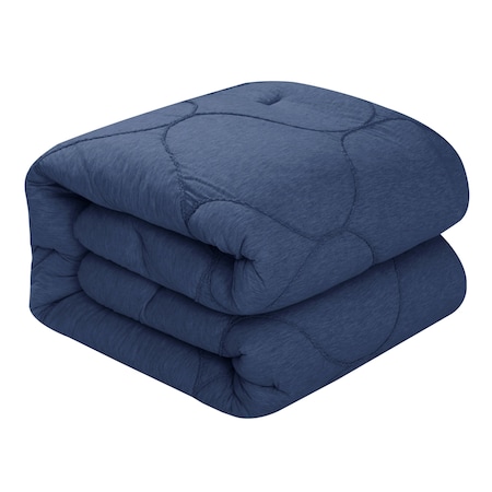 Homeroots Navy Blue Twin Polyester 180 Thread Count Washable Down Comforter Set 528987