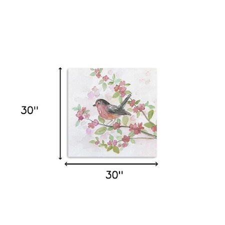 Homeroots Flower And Bird Unframed Print Wall Art 398921