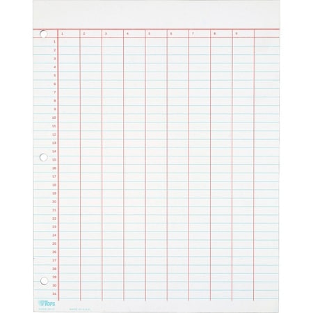 Tops Business Forms TOPS, DATA PAD W/NUMBERED COLUMN HEADINGS, 11 X 8.5, WHITE, 50PK 3619