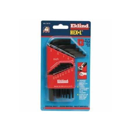 Eklind Hex-L Key Set, 13 per holder, Hex Tip, Inch, Short Arm 269-10113