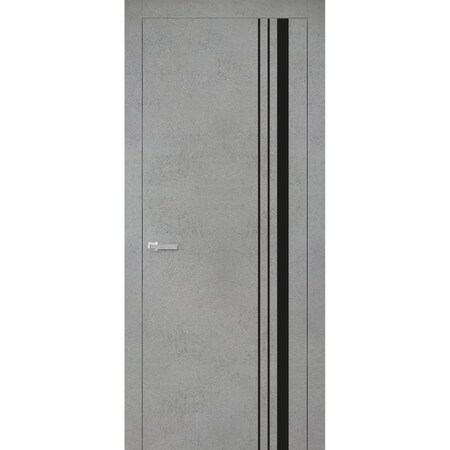 Sartodoors Modern Wood Interior Door with Hardware, Planum 0011 Concrete and Aluminum Strips, Single Panel Fra PLANUM0011ID-BTN-3696