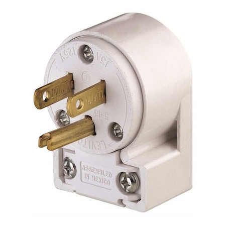 Leviton 15 Amp 125-Volt Commercial Grade Straight Blade Angle Plug, White 515AN