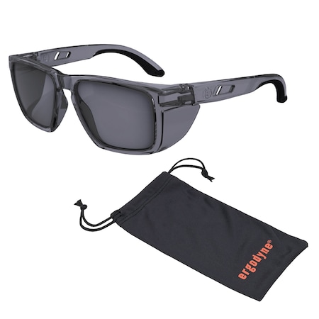 Ergodyne Translucent Smoke Frame Smoke Lens Safety Glasses, AFAS Lenses SIXTEN-AFAS