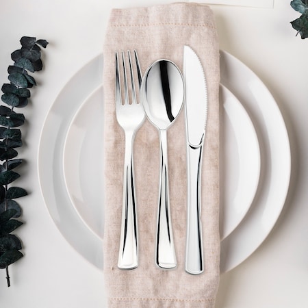 Smarty Had A Party Silver Disposable Plastic Cutlery and Cup Set, 120PK 79512-S-CASE