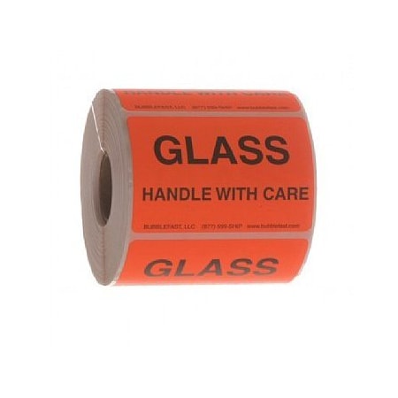 Bubblefast 500 3'' x 2'' Glass Handle With Care Labels 500 Glass Handle With Care Labels