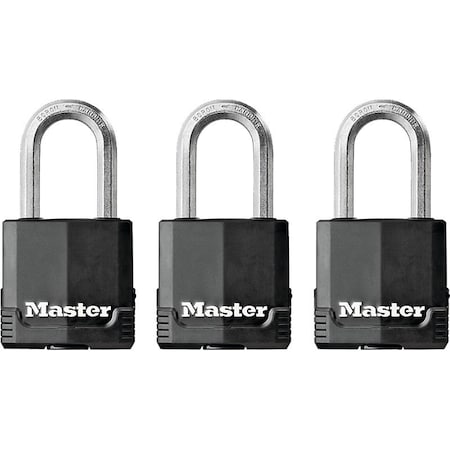 Master Lock Magnum Series Padlock, Keyed Alike Key, 5/16 in Dia Shackle, 1-1/2 in H Shackle, Zinc M115XTRILF