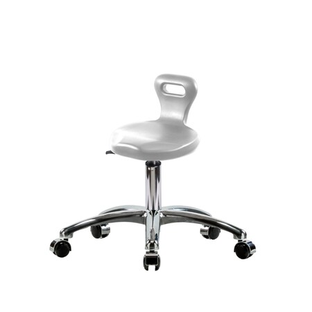 Blue Ridge Ergonomics Polyurethane Serpent Stool Chrome - Desk Height with Chrome Casters in Gray Polyurethane PSPDHSL-CR-CC-GRY