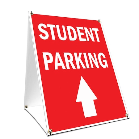 Signmission Student Parking With Up Arrow, 24 Inch x 18 Inch A-frame Yard Sign, Plastic Sign SBC-1824-Student Parking With Up Arrow