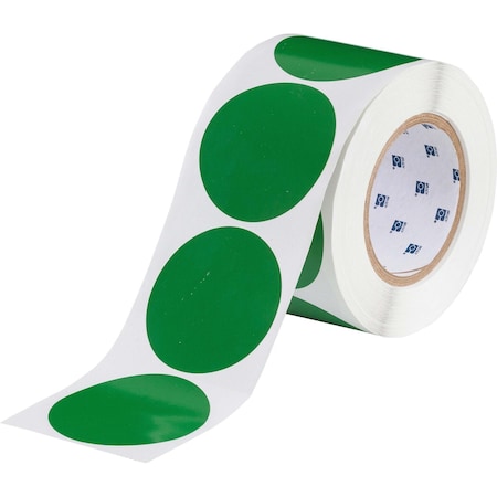 Brady Aisle Marking Tape Dots - Adhesive Vinyl, Solid Color, Green, 3in, 500PK 121041