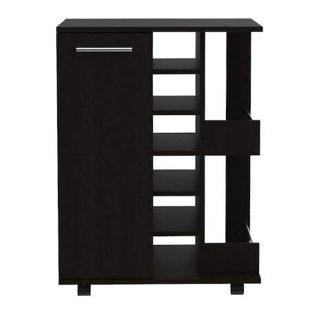 Homeroots Black Rolling Bar Cart With Wine Storage 477740