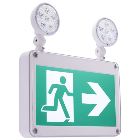 Satco Running Man Green Combo Exit Sign/Emergency Light 120/347V 2HR backup Single/Dual Face Universal Mou 67/571