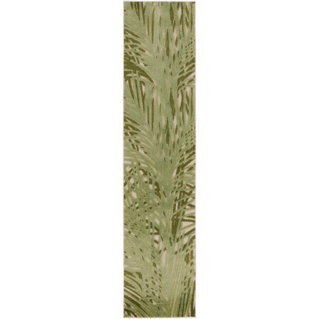 Homeroots 6' Ivory And Green Palm Leaf Indoor Outdoor Runner Rug 548032