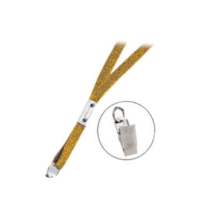 Brady LANYARD STANDARD, YELLOW, 3/8in, FLAT WOVEN LANYARD W/NICKEL PLATED STEEL BULLDOG 2135-3559