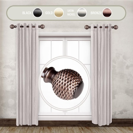 Central Design 1 in. Wicker Side Curtain Rod Set for 12 to 20 in. Winodws, Bronze, 2PK SIDE100-76-9