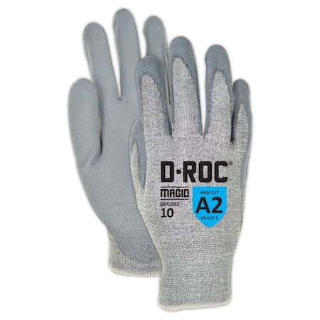 Magid D-ROC GPD282 Super Soft 15-Gauge Polyurethane Palm Work Gloves, Cut Level A2, Size 12 GPD28212