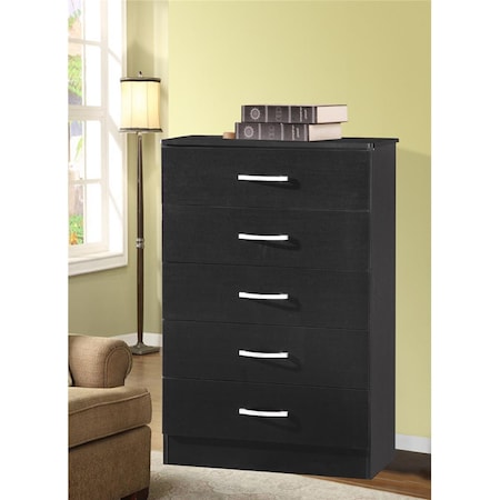 Hodedah 5 Drawer Chest Hi5Dr Black