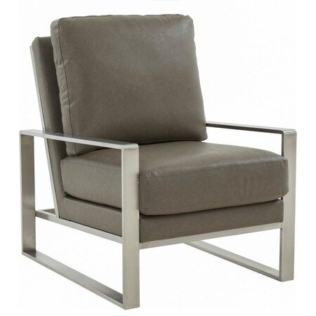 Leisuremod Jefferson Leather Modern Design Accent Armchair with Elegant Silver Frame, Grey JAS29GR-L