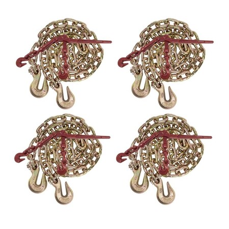Mytee Products 3/8in Chain Binder Kit, (4) 3/8in-1/2in G70 Binder & (4) 3/8inx20ft Chain w/Grab Hooks, 4PK 38CHLBx4