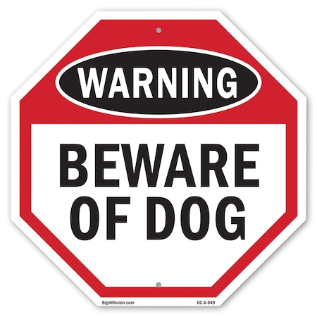 Signmission Warning Beware of Dog, 6 Inch X 6 Inch, Plastic Sign OC-P-6-49