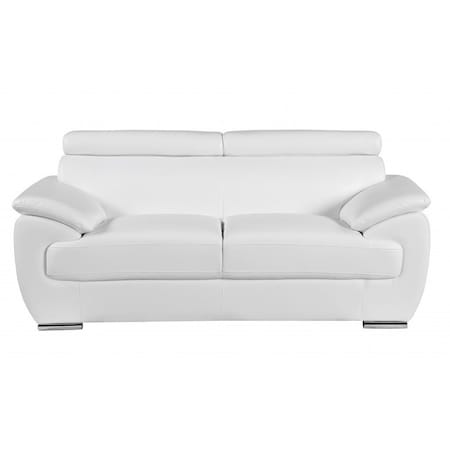 Homeroots 69in White And Silver Faux Leather Loveseat 329524